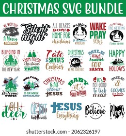 Christmas SVG Bundle.Christmas T-shirt Design SVG Bundle.