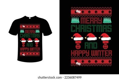 Christmas SVG t-shirt design. Christmas typography t-shirt design. Merry christmas and happy winter t-shirt design.
