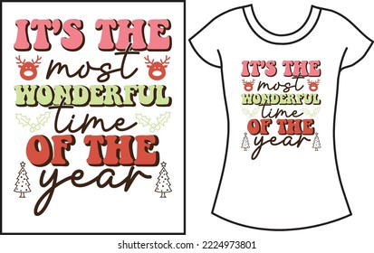 Christmas SVG typography retro t shirt design, Christmas family gift t shirt design. Holly jolly vibes Groovy  Christmas