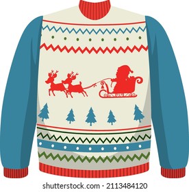 Christmas sweater in cartoon style isolated illustration