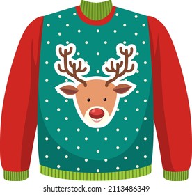 Christmas sweater with deer pattern illustration