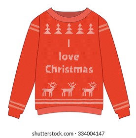 Christmas sweater - deer and Christmas tree