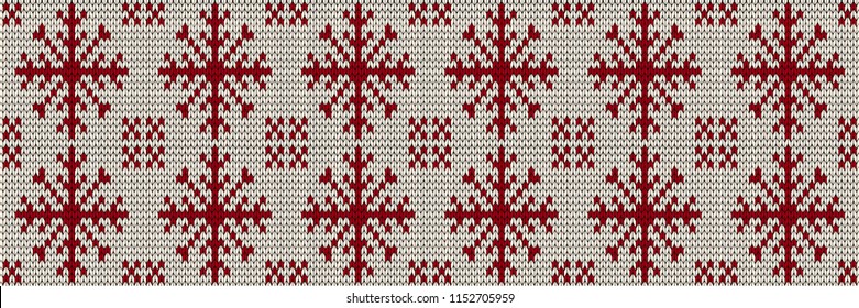 Christmas Sweater Design. Seamless Holiday Knitted Pattern. Horizontal orientation. Vector illustration