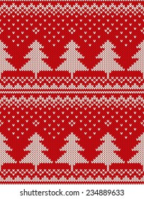 Christmas Sweater Design. Seamless Pattern with Christmas Trees