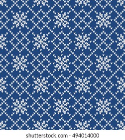 Christmas Sweater Design. Snowflakes Seamless Knitting Pattern