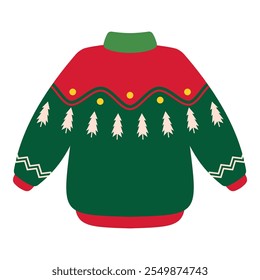 Christmas Sweater Designs with Festive Elements. On White Background Illustration