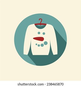 Christmas sweater flat with a snowman