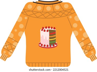 Christmas sweater. Garlands, flags, labels, bubbles, ribbons and stickers. Collection of Merry Christmas decorative icons. 