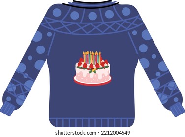 Christmas sweater. Garlands, flags, labels, bubbles, ribbons and stickers. Collection of Merry Christmas decorative icons. 