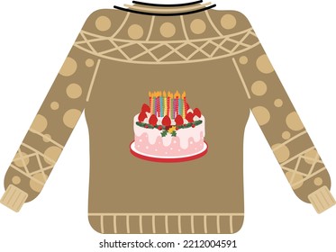 Christmas sweater. Garlands, flags, labels, bubbles, ribbons and stickers. Collection of Merry Christmas decorative icons. 