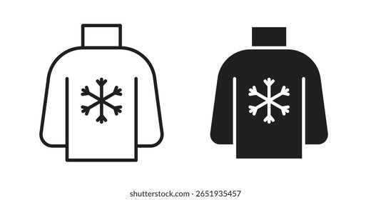 Christmas sweater icon. Flat and stroke versions. Graphic elements.