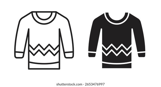 Christmas sweater icon, outline vector sign, linear and solid style pictogram isolated on white.