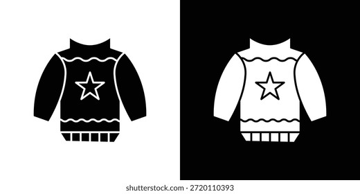 Ícone de suéter de Natal ilustrações gráficas planas simples. Vetor de silhueta preto e branco