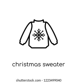 Christmas Sweater Icon. Trendy Modern Flat Linear Vector Christmas Sweater Icon On White Background From Thin Line Christmas Collection, Outline Vector Illustration