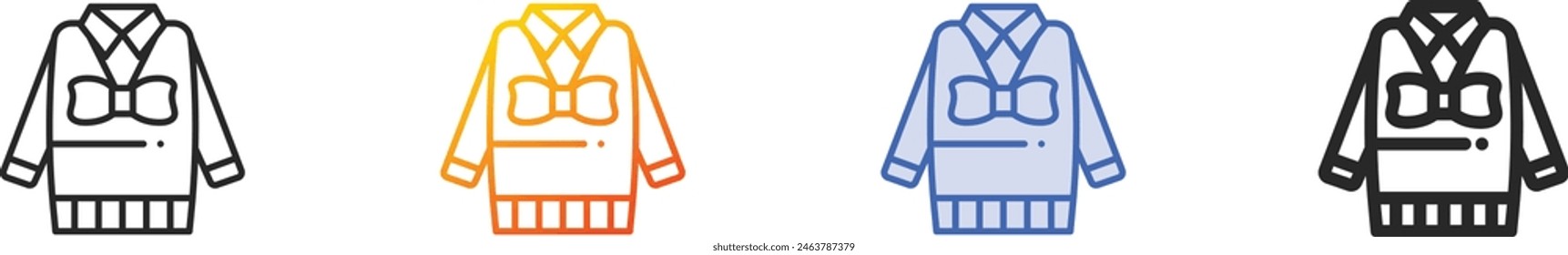 christmas sweater icon.Thin Linear, Gradient, Blue Stroke and bold Style Design Isolated On White Background
