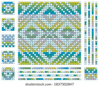 Patrón de tejido de suéter de Navidad, colores rosa azul degradado