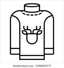 Christmas sweater, minimal Christmas icon. Vector illustration