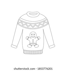 Christmas Sweater Outline Icon Vector