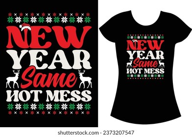 Christmas Sweater pattern graphics t shirt. Santa vector Christmas gift t shirt.