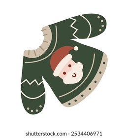 Christmas Sweater with Santa Illustration