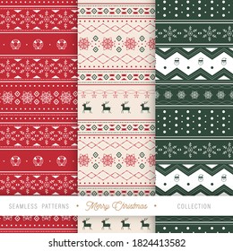 Christmas sweater seamless pattern vector background bundle set