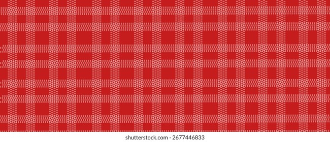 Diseño de fondo de textura de suéter de Navidad con colores rojo y blanco. Fondo de tejido, Ilustración vectorial.	
