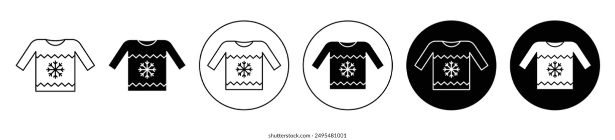 Christmas sweater thin line vector icon set.