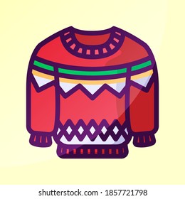 Christmas sweater vector element. Christmas cartoon illustration.