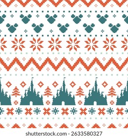 Christmas sweater vector seamless repeat pattern for textile surface.