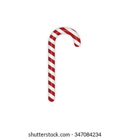 Christmas sweet Candy Cane with Shadow isolated on white Background. Vector Illustration