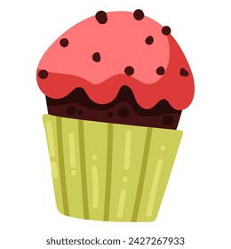 Christmas sweet cupcake. Isolated illustration. Element design.