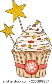 Christmas sweet cupcake vector clipart
