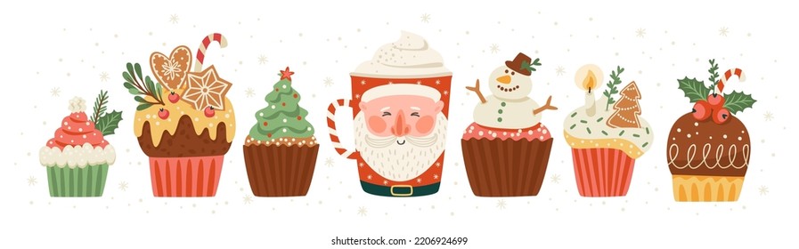 Christmas sweet and drink. Isolated illustration. Element design.