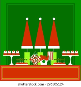 Christmas sweet table.  Vector illustration