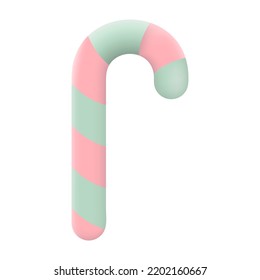 Christmas Sweets Candy Cane 3D Icon Vector Illustration on White Background