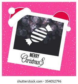 Christmas Sweets Candy. Picture frame with Santa Hat