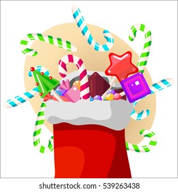 Christmas sweets, lollipops and candy cane