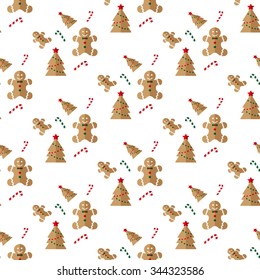 Christmas sweets. Seamless pattern. Vector illustration on a white background. Swatch inside.