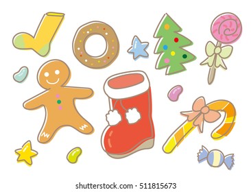 Christmas Sweets set / vector image of free hand drawing