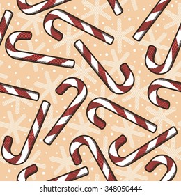 Christmas sweets and snowflakes vector seamless background