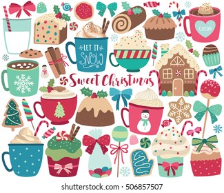 Christmas Sweets and Treats Holiday Vector Design Elements