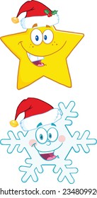 Christmas Symbol Cartoon Characters. Vector Collection Set