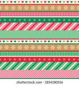 Christmas symbol elements design striped pattern.