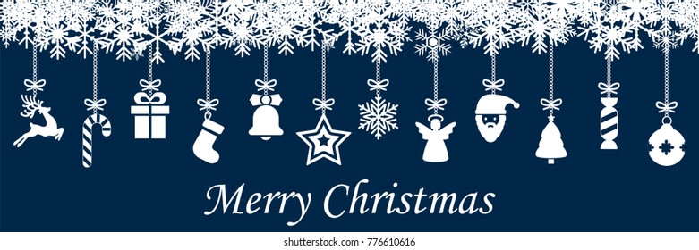 Christmas symbol elements hanging, Merry Christmas, Happy New Year – vector for stock
