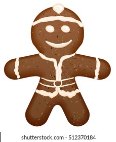 Christmas symbol - gingerbread man shape. Isolated on white vector illustration
