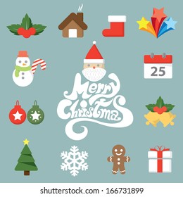 Christmas symbol icon set. vector illustration