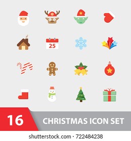 Christmas symbol icon set. Vector illustration.