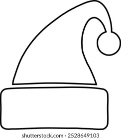 Christmas symbol with only clear outlines. Minimalist Santa Claus hat