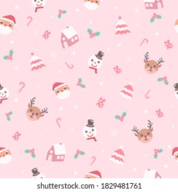 Christmas Symbol Seamless Pattern With Pink Background