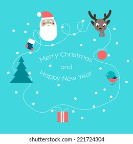 Christmas symbols connected abstract thread